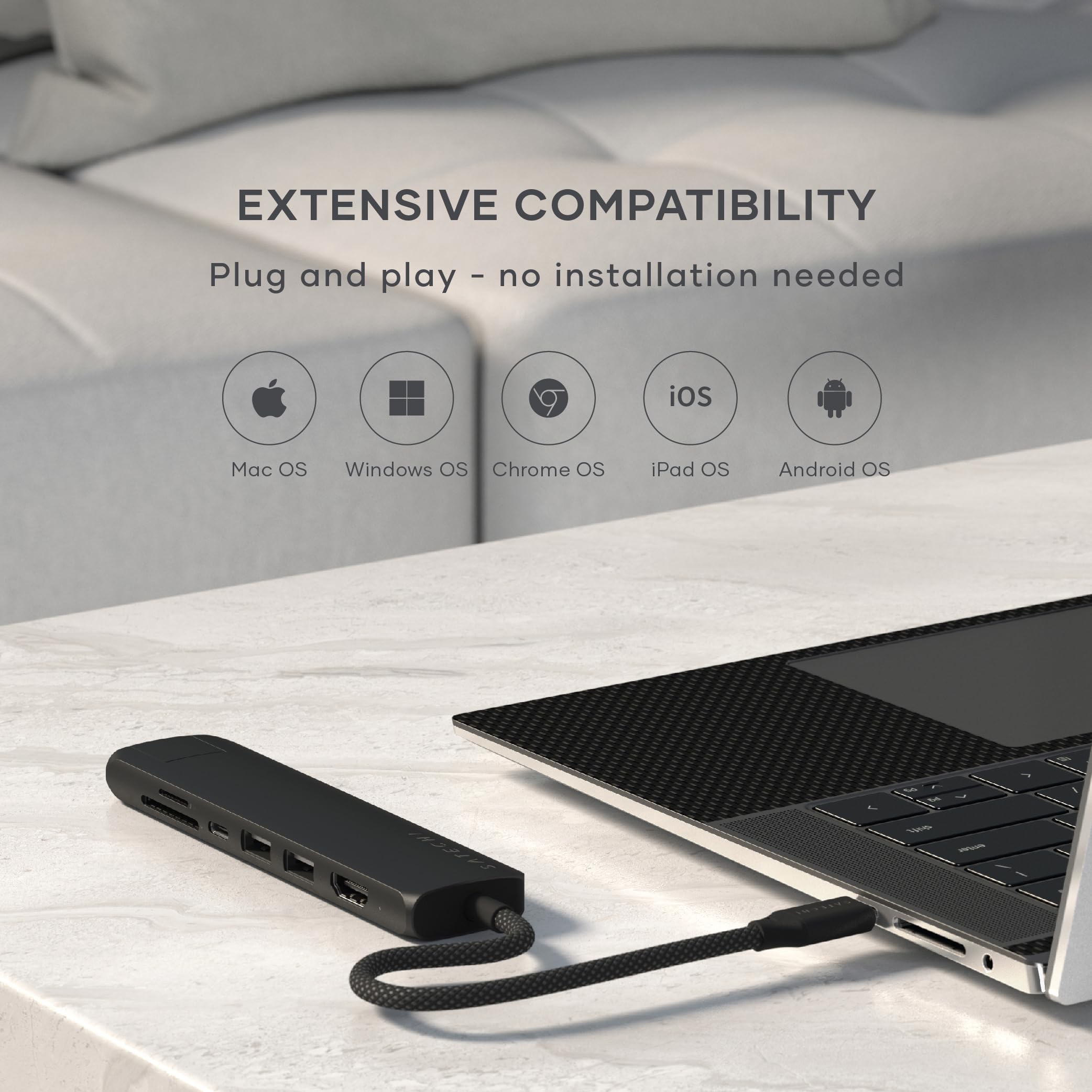 USB-C Slim Multiport Adapter with 4K HDMI, Ethernet and 60W PD Charging